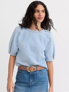 Loft Light Blue Puff Sleeve Knit Top Size Medium In Great Condition